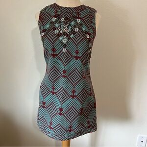 Free People New Romantics Geometric Embellished Tunic Dress XS Boho